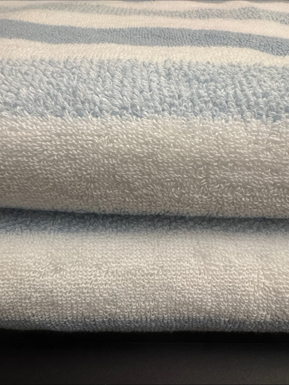 2pc BROOKS BROTHERS Cotton Oversized Light Blue & White Stripe Bath Towel Set